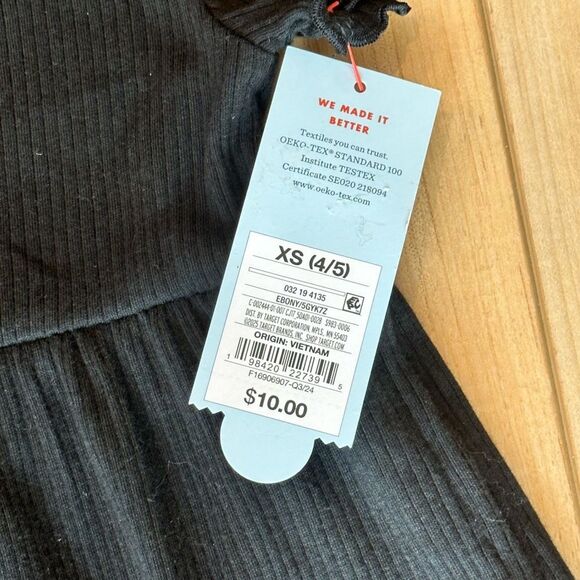 NWT Cat & Jack Girls Ribbed Short Sleeve Dress Black Size XS (4/5) - Picture 4 of 9